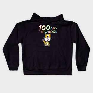 100 Days Of School Cat Kindergarten 2022 Kids Hoodie